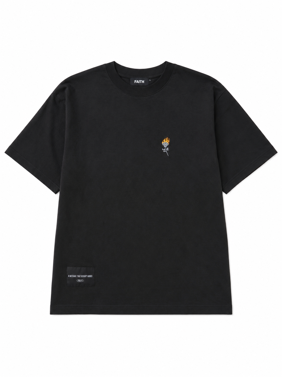Camiseta Negra “FLOR EN LLAMAS"